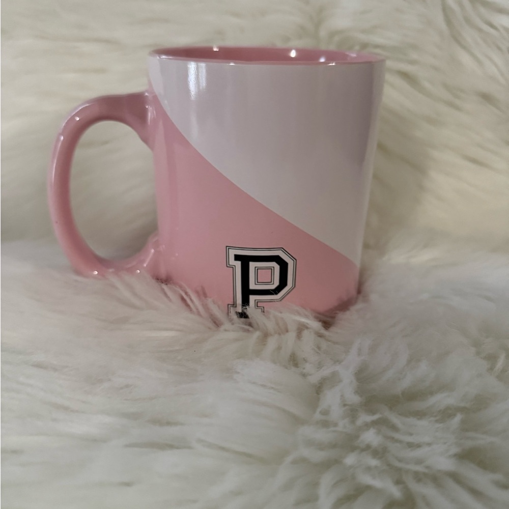 VICTORIA'S SECRET PINK MONOGRAM LARGE MUG 29.7oz WHITE AND PINK - Picture 2 of 3